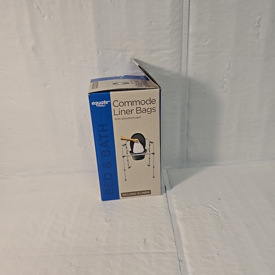 Commode Liner Bags w/ Absorbent Pad 12 Liners Per Box Disposable Refill Equate(V
