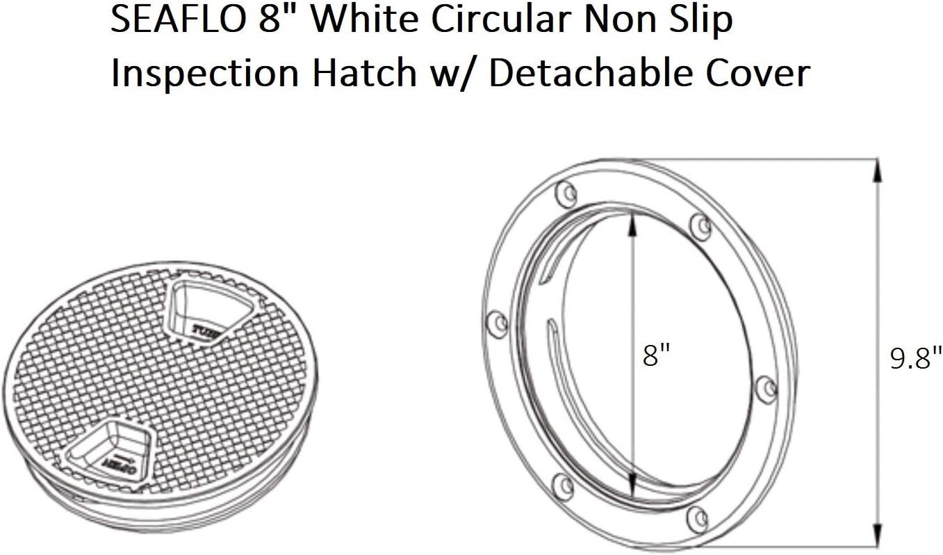 SEA FLO 4" - 8" White Circular Non Slip Inspection Hatch w/Detachable Cover 4" 1
