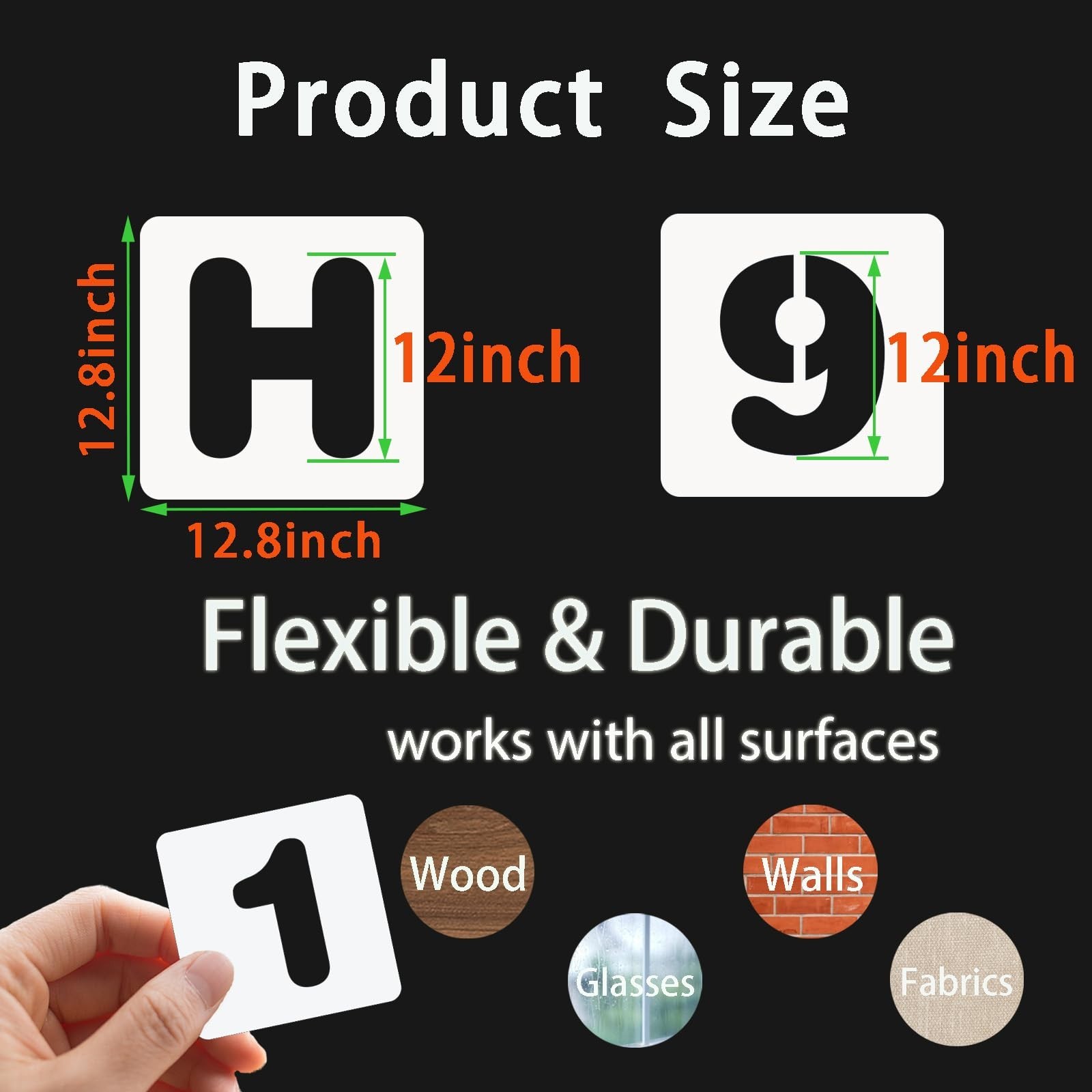 BAMIDELE 12 Inch Letter and Number Stencils, 36 Pcs Reusable Plastic Alphabet...