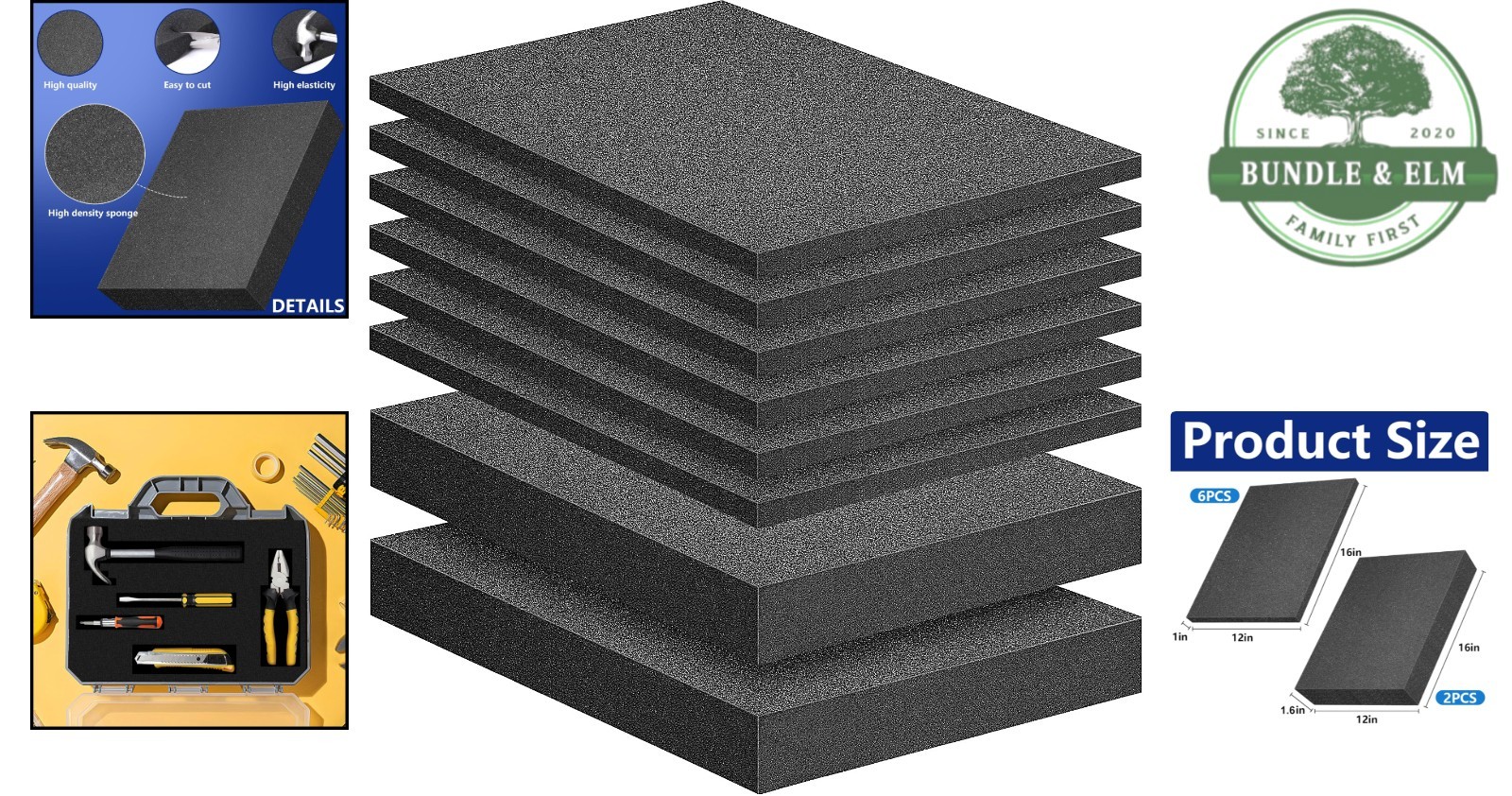 8 Piece Packing Foam Inserts - Customizable Polyurethane Sheets for Safe Storage