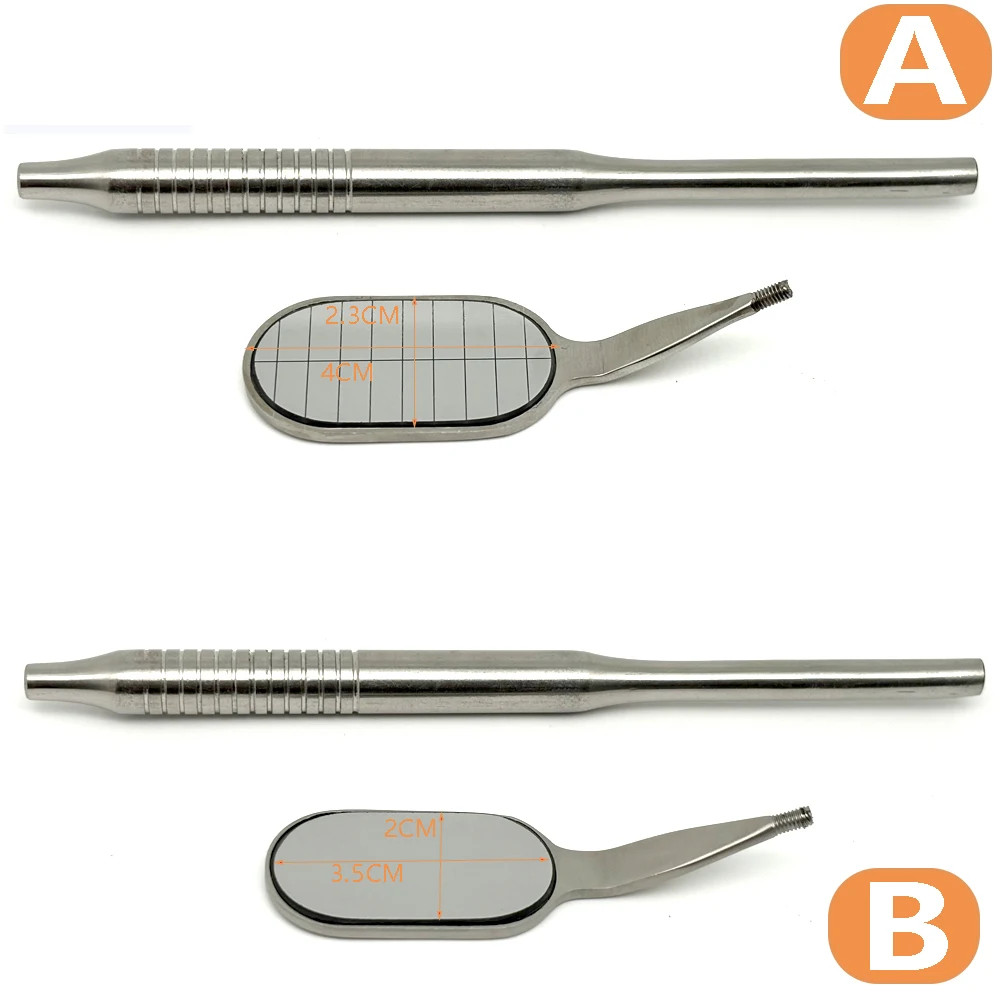 Dental Mouth Mirror Anti-Fog Rhodium Long Shape Mirrors Reflectors with Handle