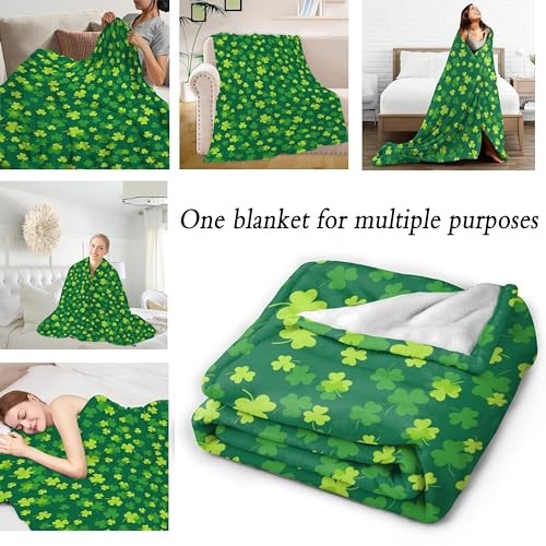 St Patricks Day Throw Blanket, Clovers and Shamrocks 50"x60" St.patrick Day-2