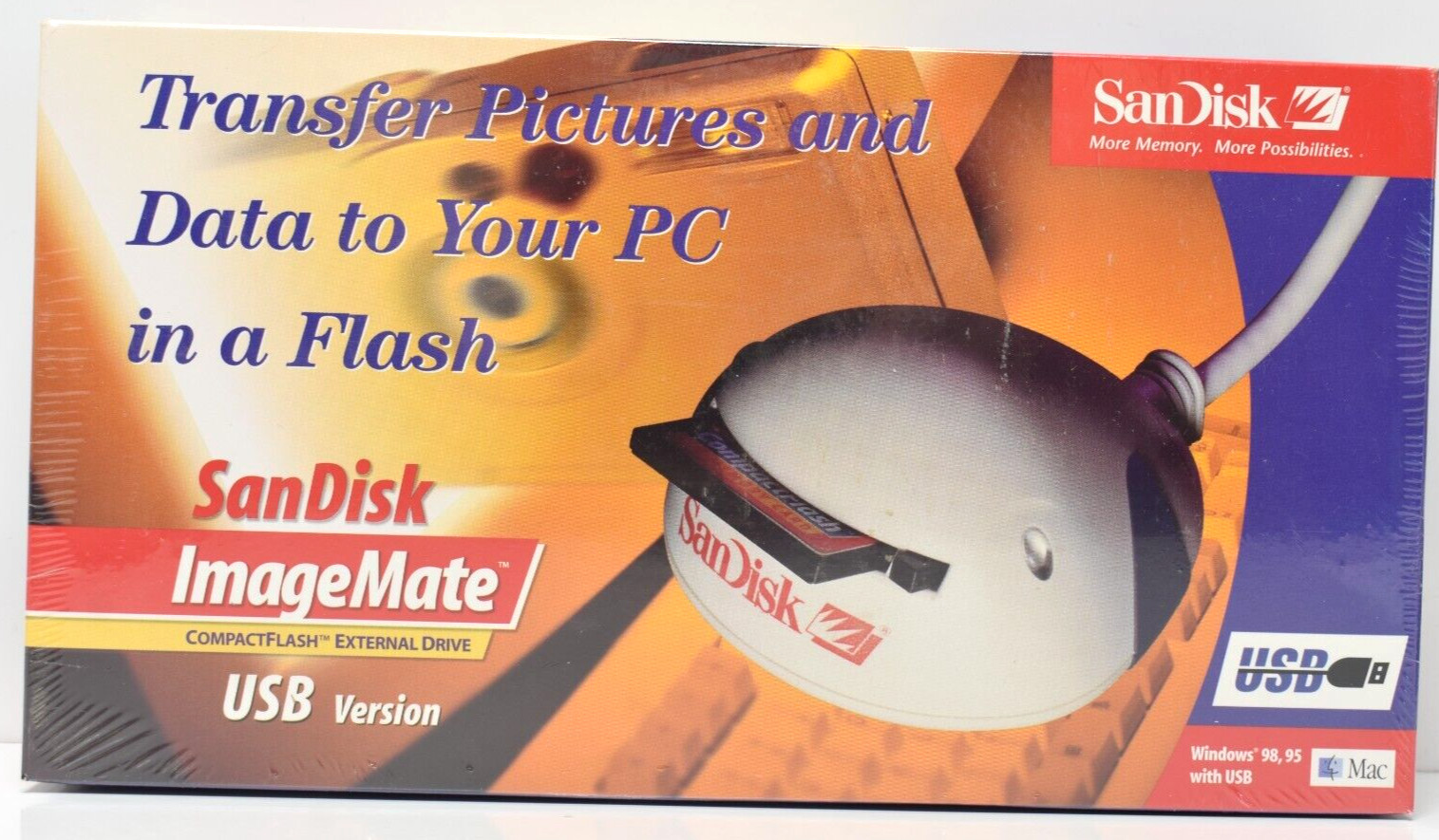 Scandisk Imagemate SD Card Reader USB 1998 Vintage WIn/Mac Version New Sealed