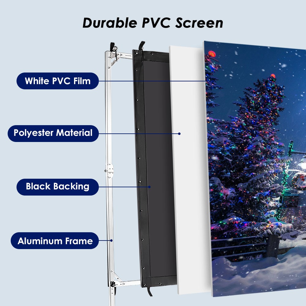 Projector Screen with Heavy Duty Stand 100inch 16:9 Outdoor Projection Screen