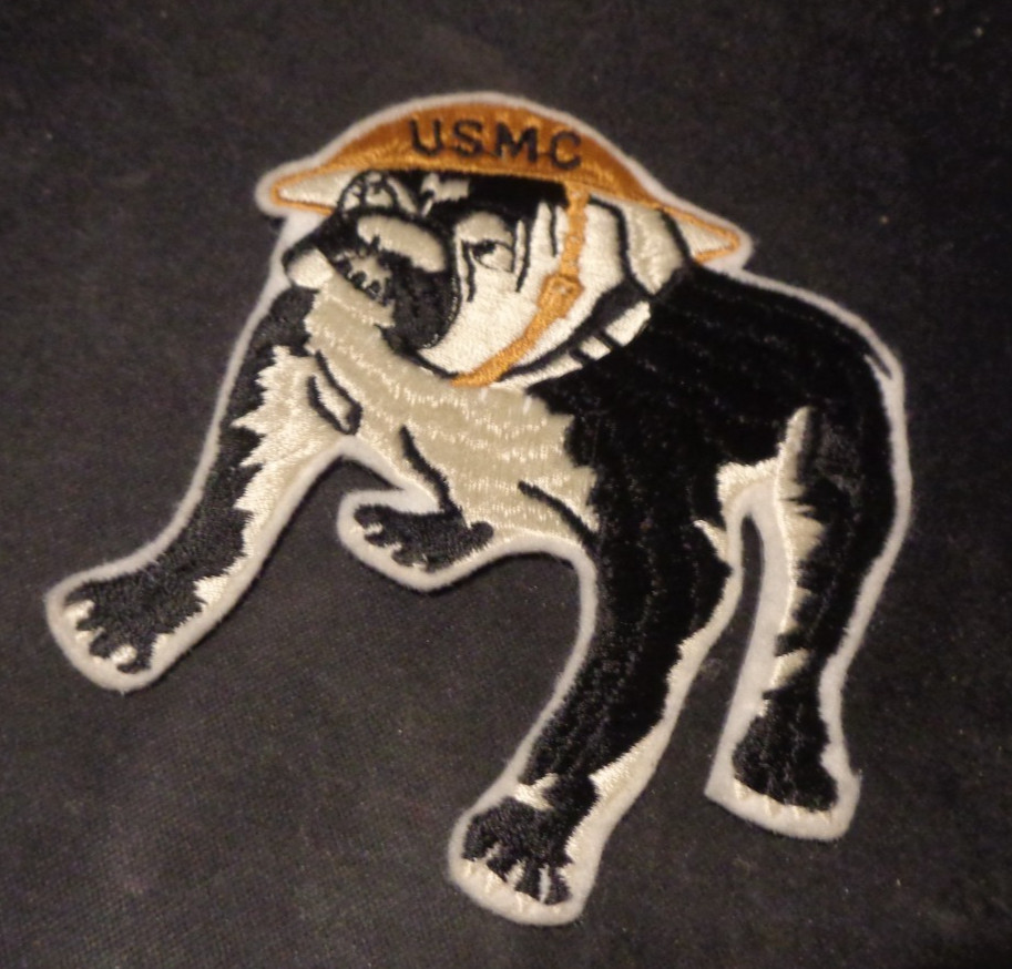 US MARINES BULLDOG HAT PATCH DEVIL DOG USMC CHESTY HELMET COLOR PATCH