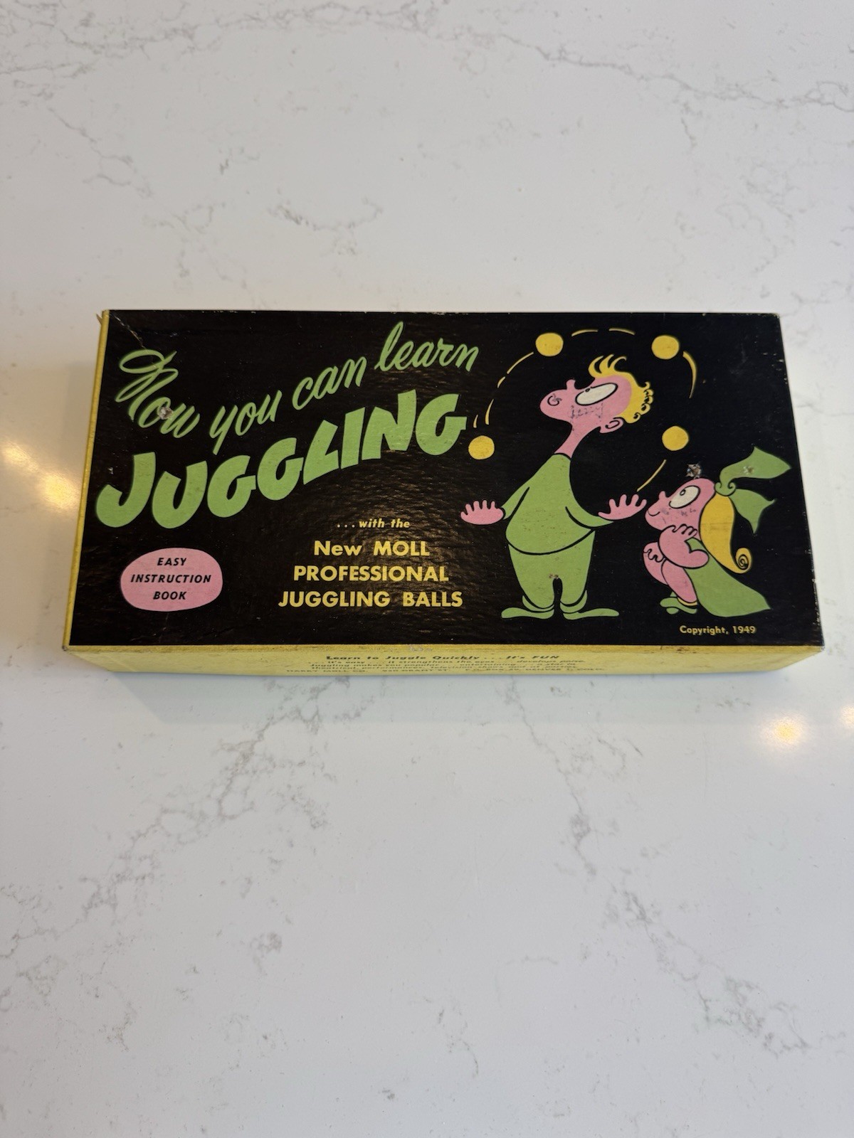 1949 Harry Moll "Now You Can Learn Juggling" Jugglers Kit w/ Box & Balls Vintage
