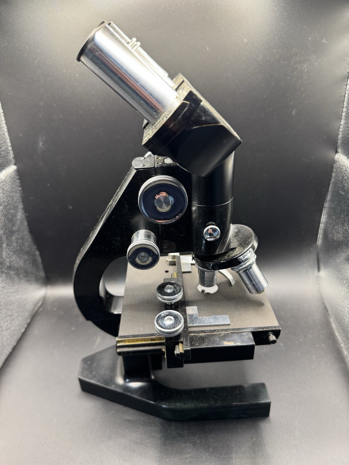 Vintage Bausch & Lomb Binocular Microscope Set Case Lenses Oil Baltimore History