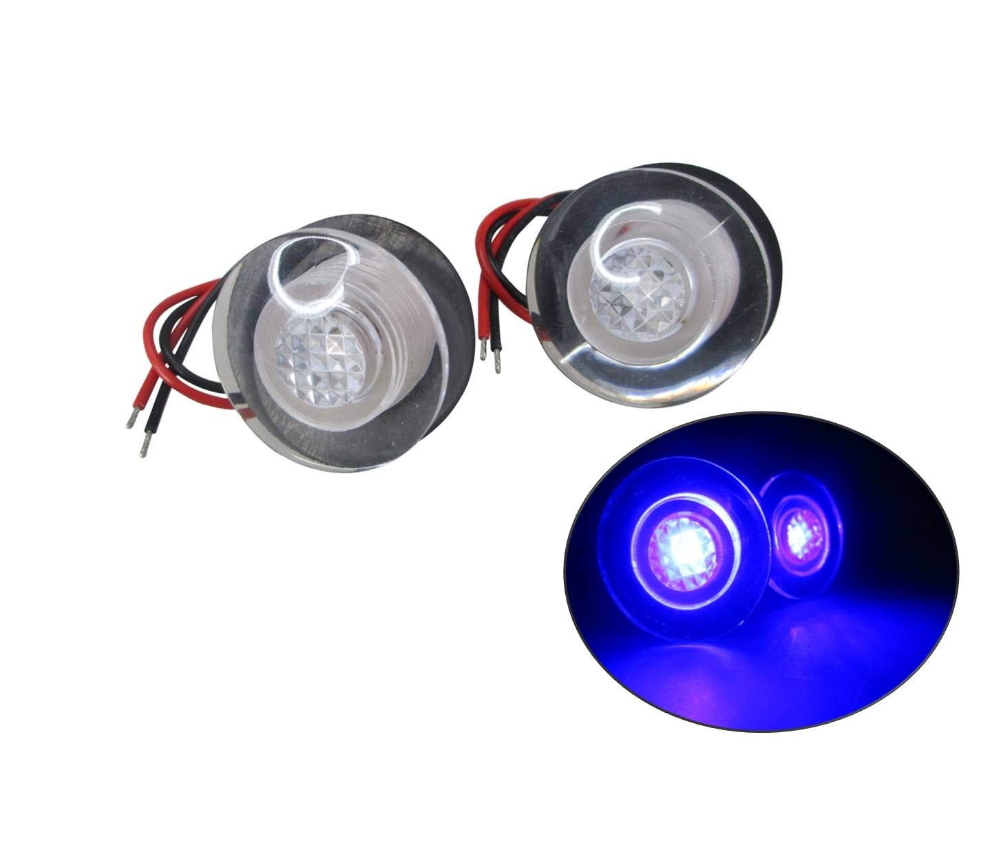 Pactrade Marine 2 Pieces Boat LED Livewell Round Button Blue Courtesy