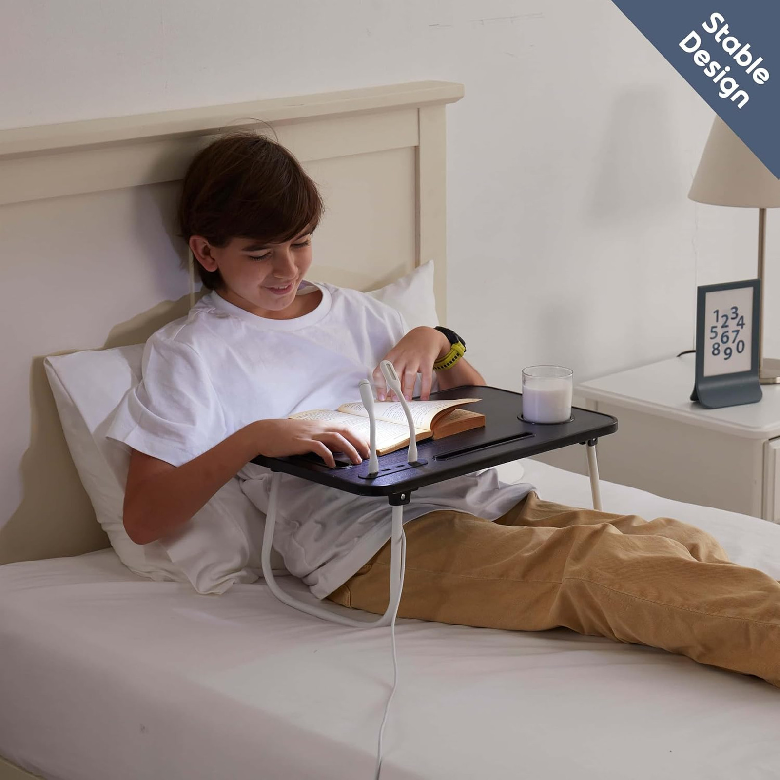 Foldable Lap Desk Portable Laptop Stand for Bed Couch Work Reading Writing Black
