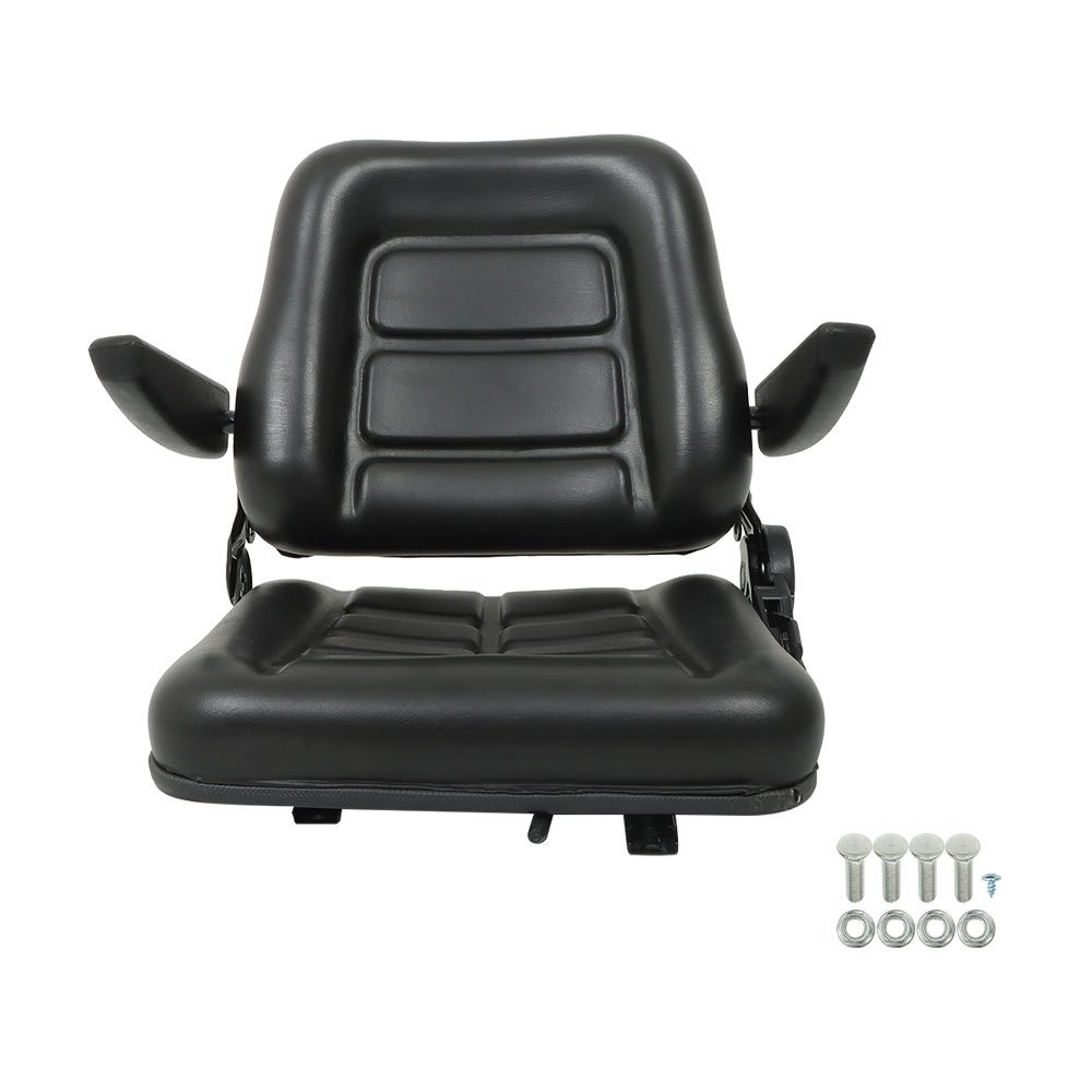 Universal Forklift Seat Fold Down Tractor Seat Adjustable Back & Armrest