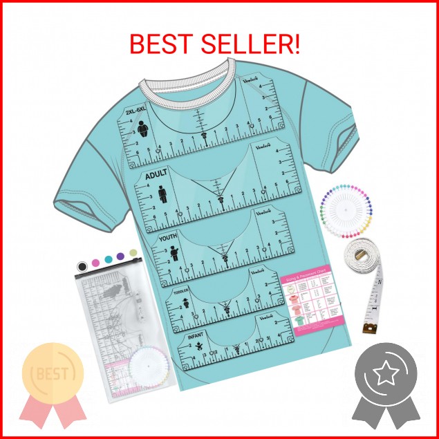 Vowlove T-Shirt Ruler for Precise Alignment, Center & Left Chest Placement Tool