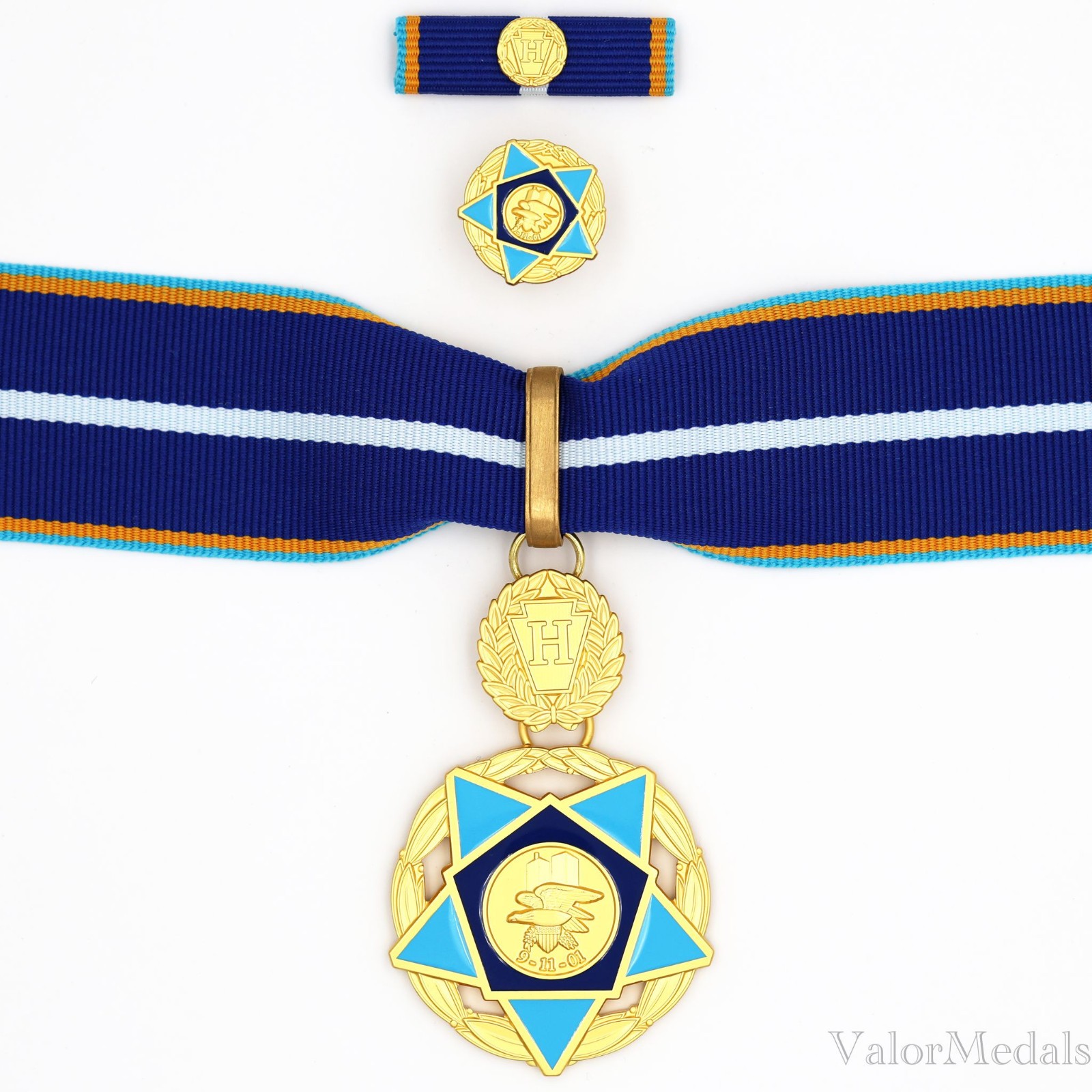USA 9/11 Medal of Valor Order – Complete Set Full Size Medal Ribbon Bar Replica
