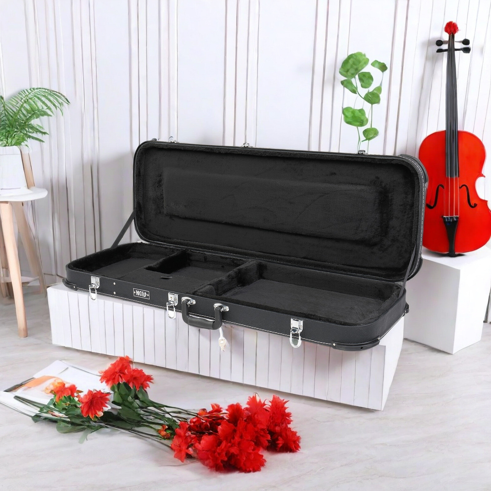 ST Electric Guitar Hardshell Case - Black & SG/TL/Model 170/Flame-Shaped Models