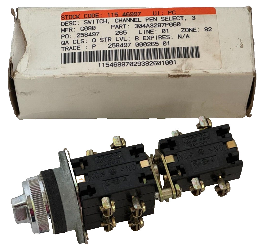 NEW IN BOX General Electric 304A3287P060 3 Pos Selector Switch
