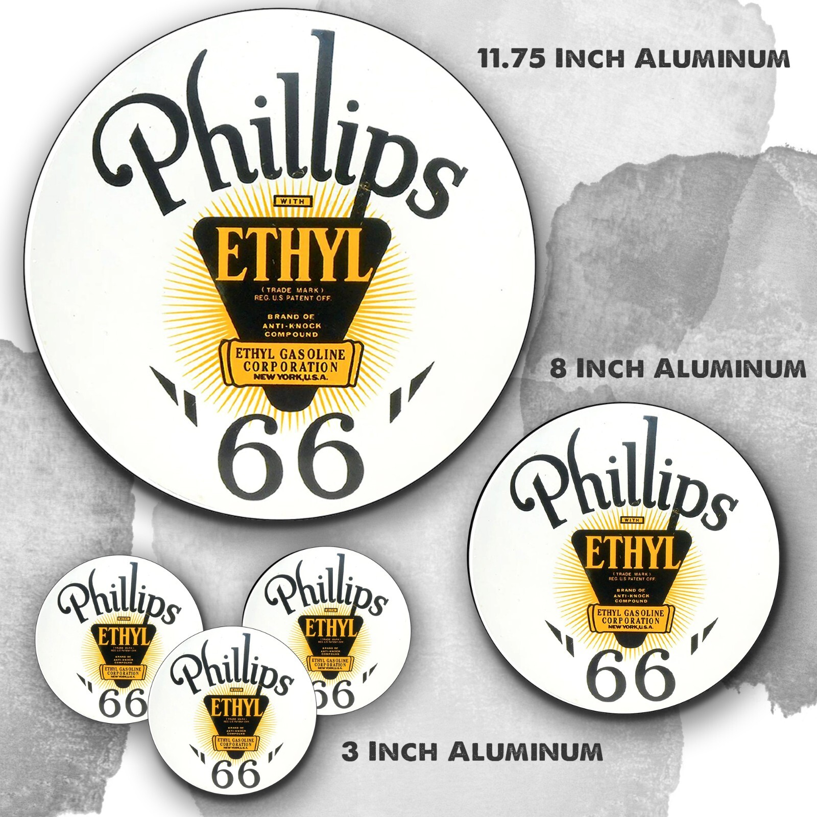 Phillips Ethyl 66 Gasoline Design Reproduction Aluminum Circle Sign.