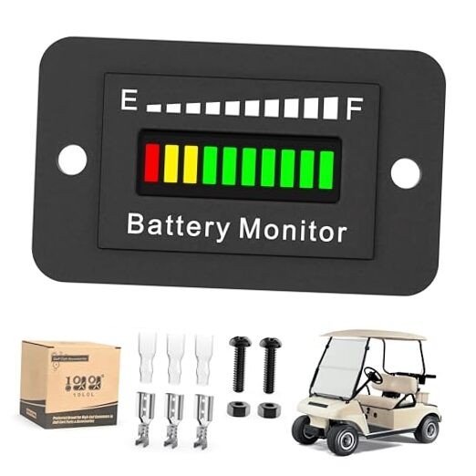 Universal Golf Cart Battery Meter - 12V-72V LED Voltage Indicator with IP65