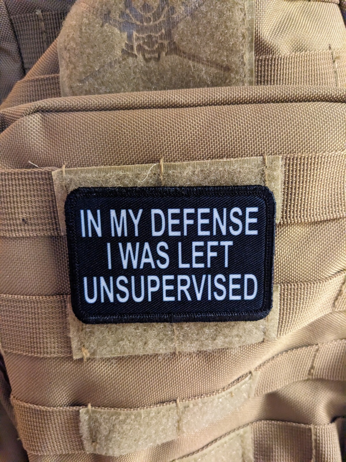 in my defense I was left unsupervised 2"x3" hook & loop tactical morale patch b