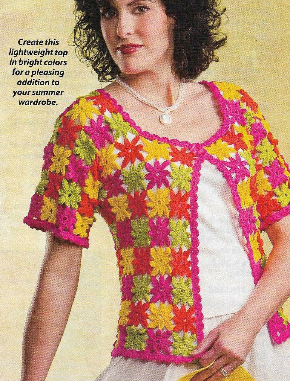 CITRUS SPLASH TOP SWEATER 3 SIZES WOMEN'S CROCHET PATTERN INSTRUCTIONS