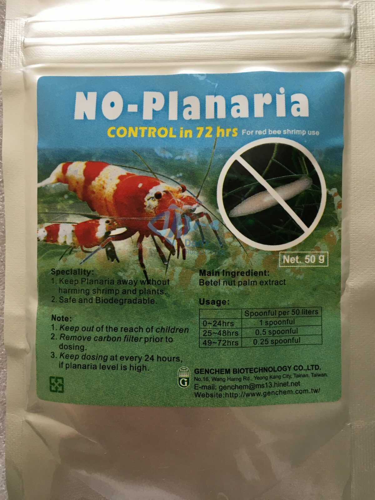 Genchem No Planaria Shrimp Safe Planaria Hydra Killer Dosing Instruction include