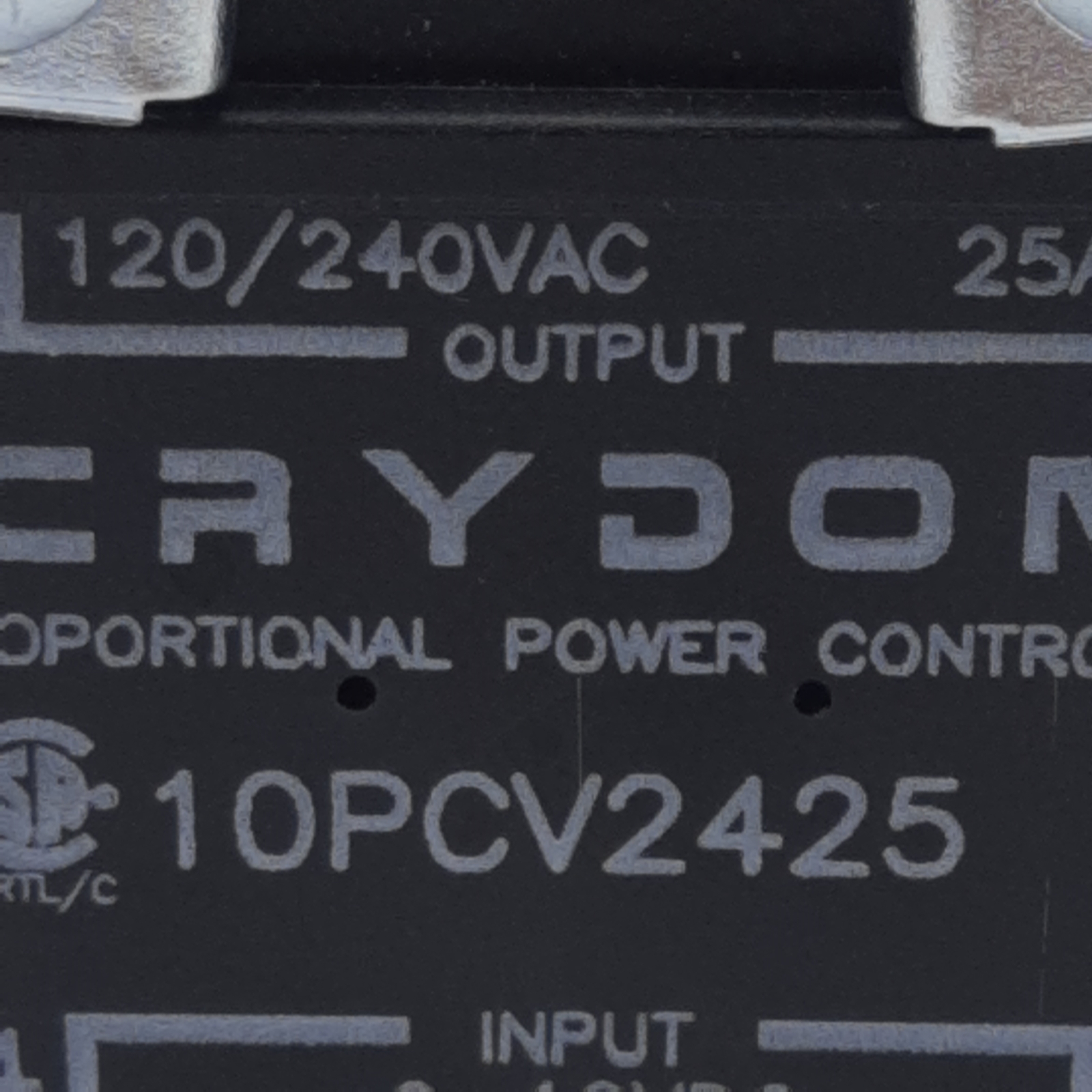 Crydom 10PCV2425 Solid-State Relay, SPST-NO, 2-10VDC In, 25A 120/240VAC Out