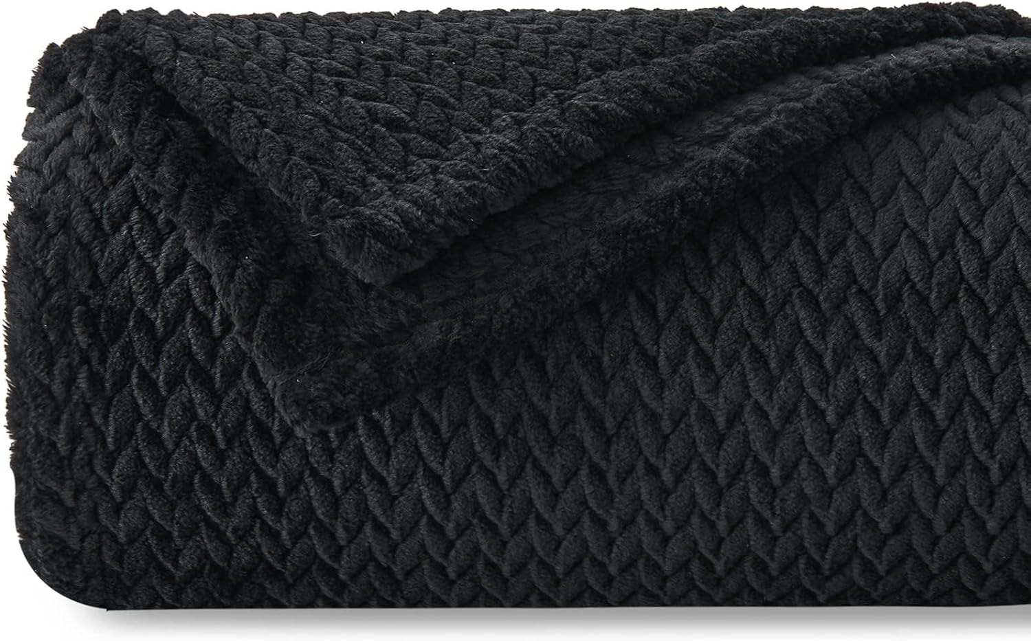 Super Soft Queen Blanket Black Premium Silky Flannel Fleece Leaves Pattern