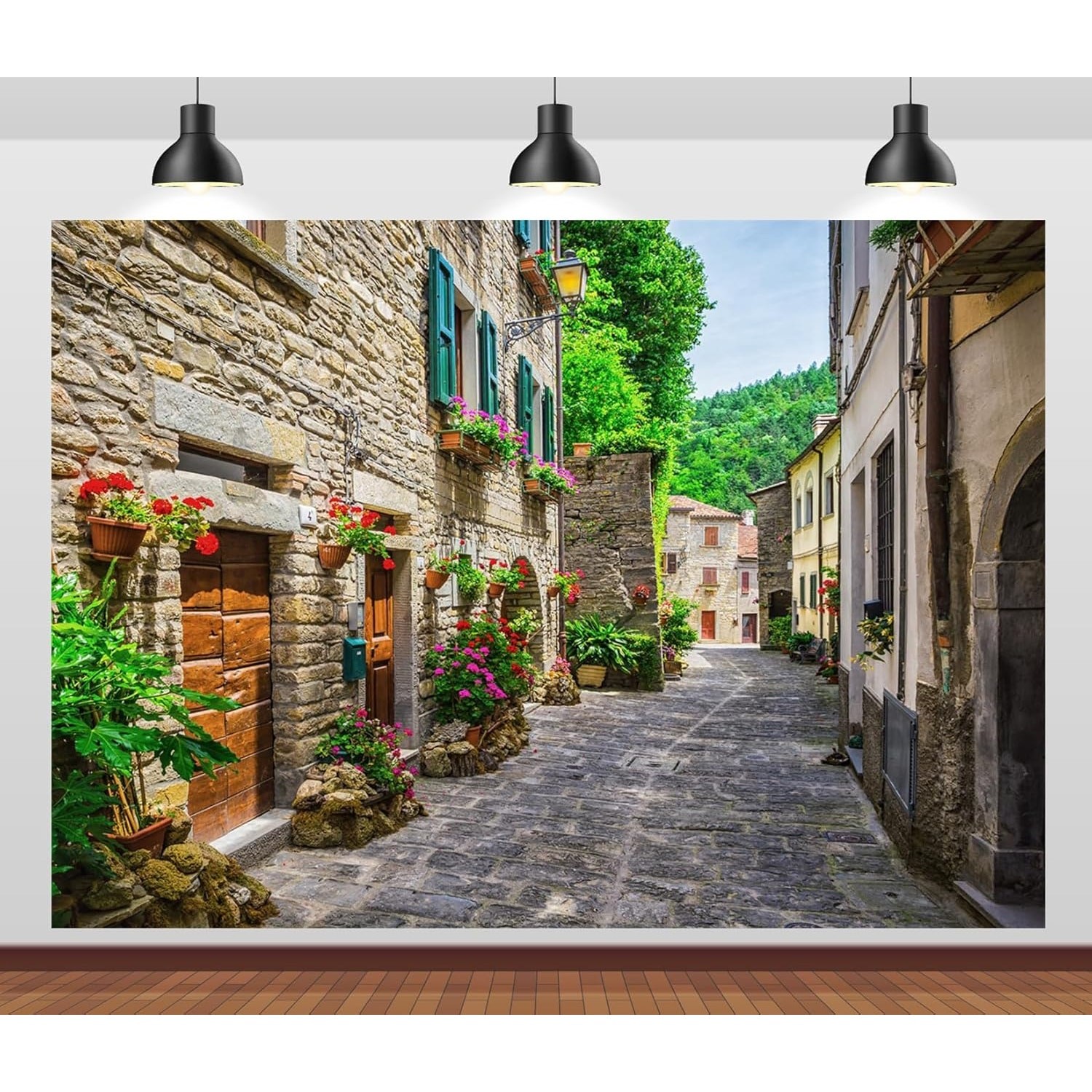 BRAND NEW ~ European Buildings Italian Street Photography Backdrop ~ 59" x 39"