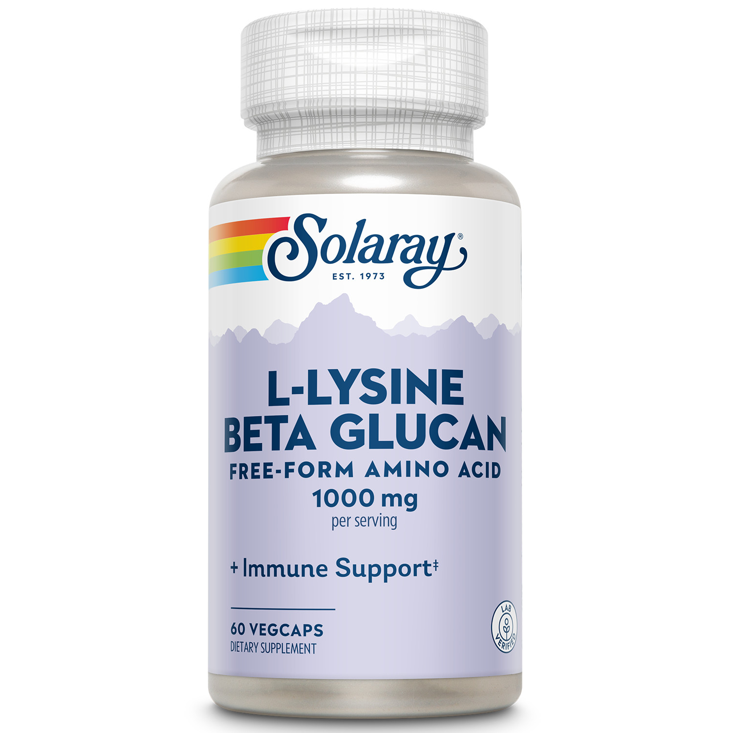 SOLARAY L-Lysine 1000 mg with Beta Glucan, 60 VegCaps