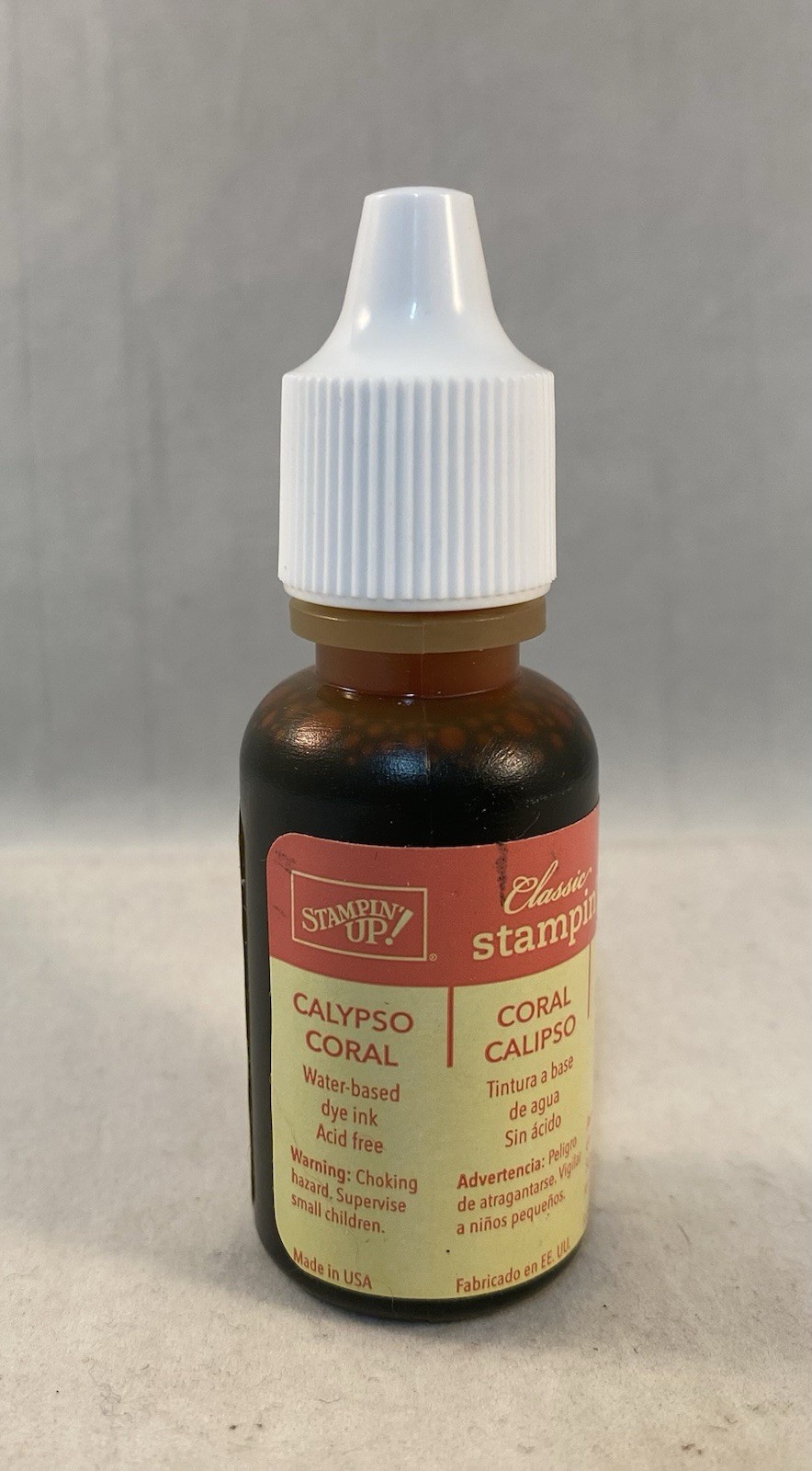 CALYPSO CORAL Reinker by Stampin Up Classic Ink, Refill Label Stained