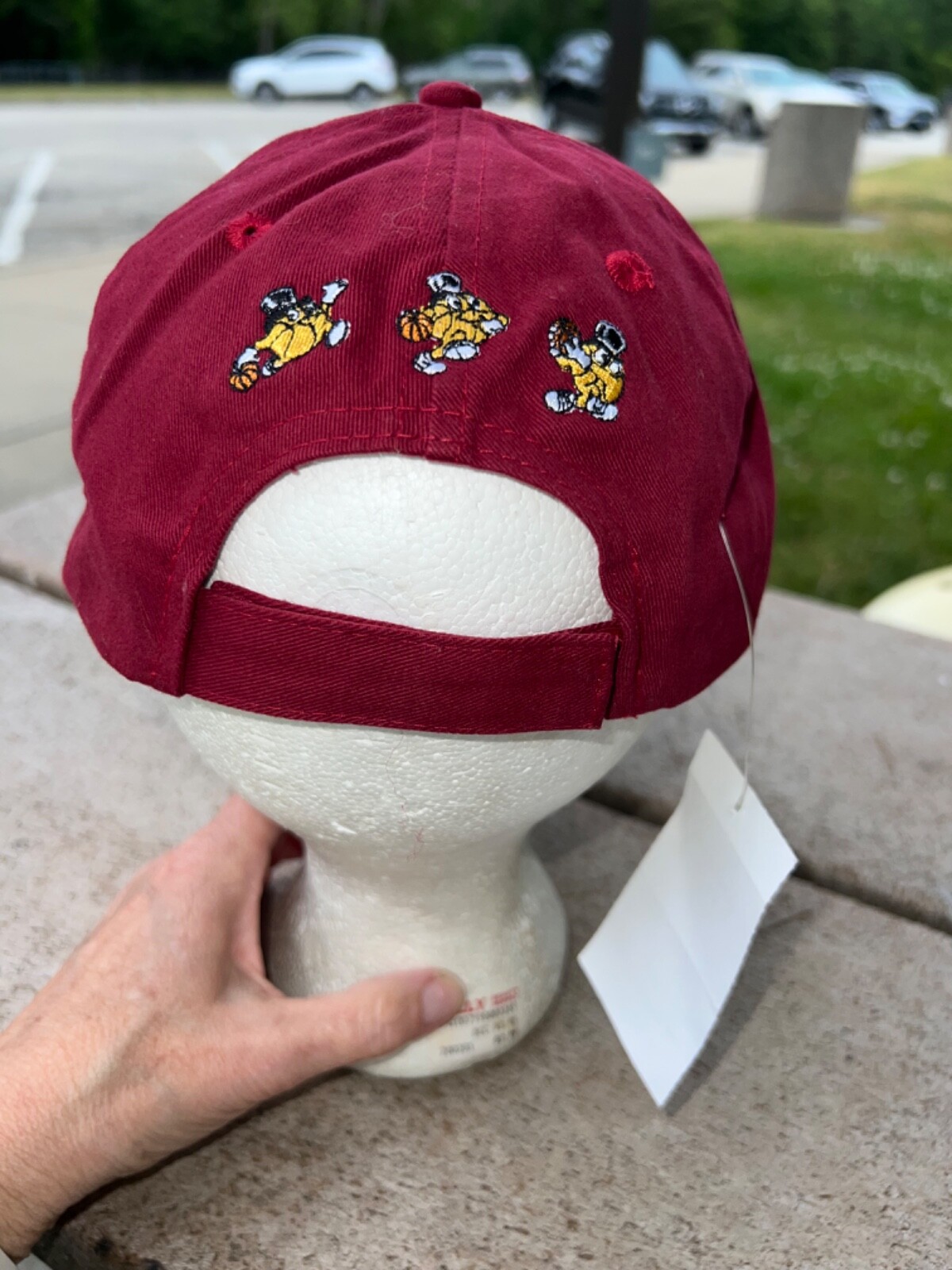 Gus Macker Basketball Maroon Yellow/Orange Black Hat Cap Hook Loop embroidered