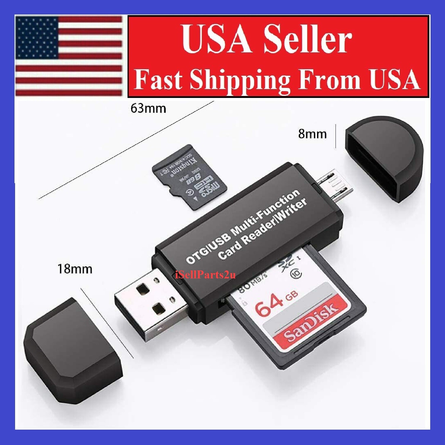 Micro USB OTG to USB 2.0 Adapter SD/Micro SD Card Reader With Standard Male