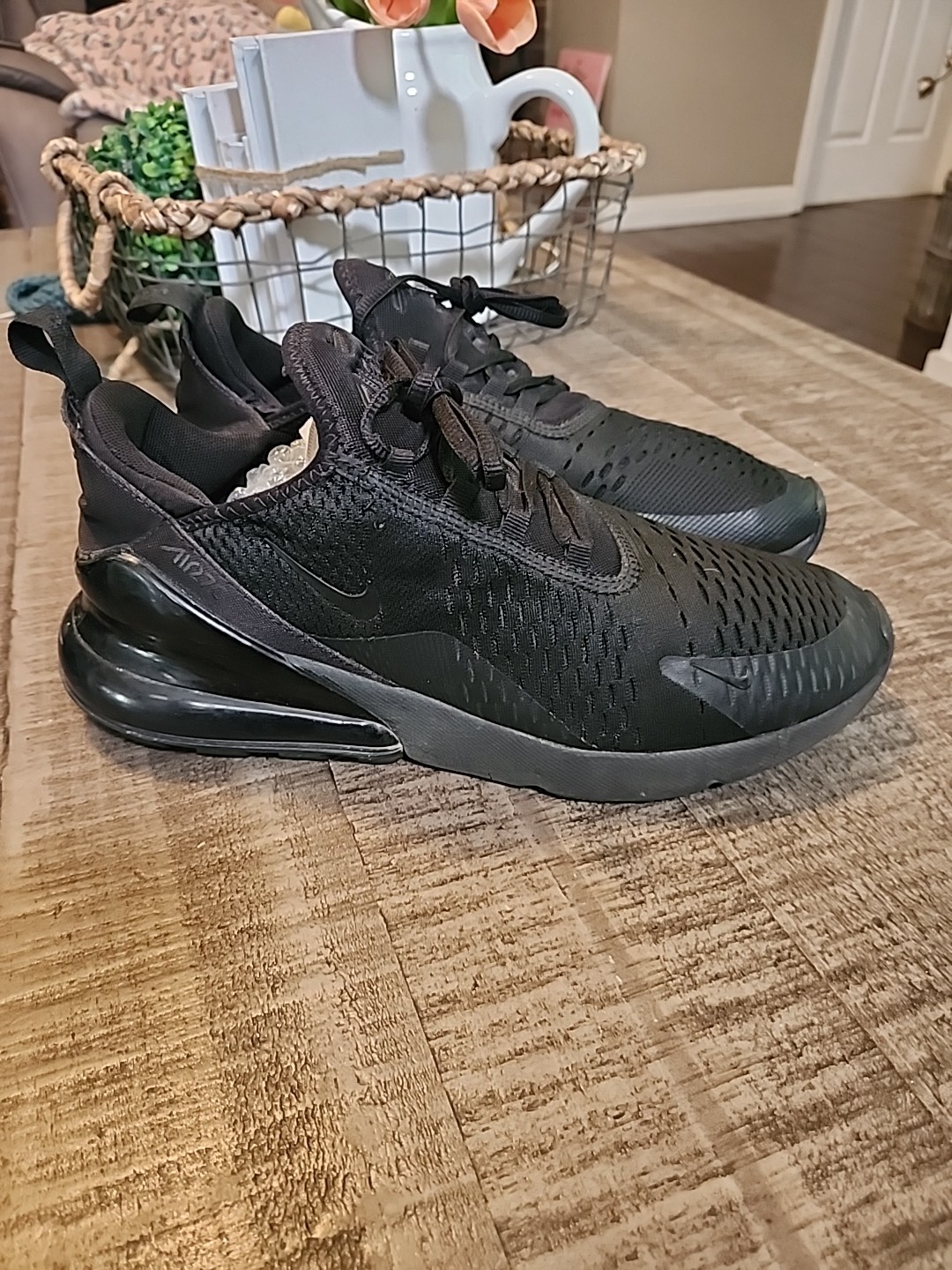 Nike Air Max 270 Triple Black/Black-Black Men's Lifestyle Pre-owned Size 10.5