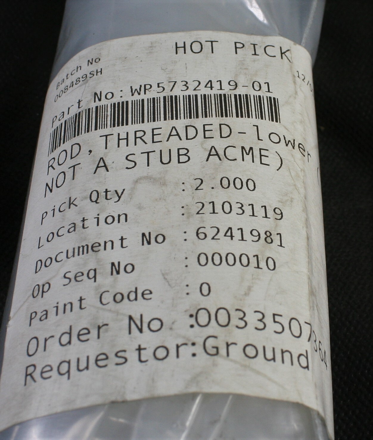 Lot of 2 GOSS WP5732419-01 Rod Threaded - lower 15" Long NEW