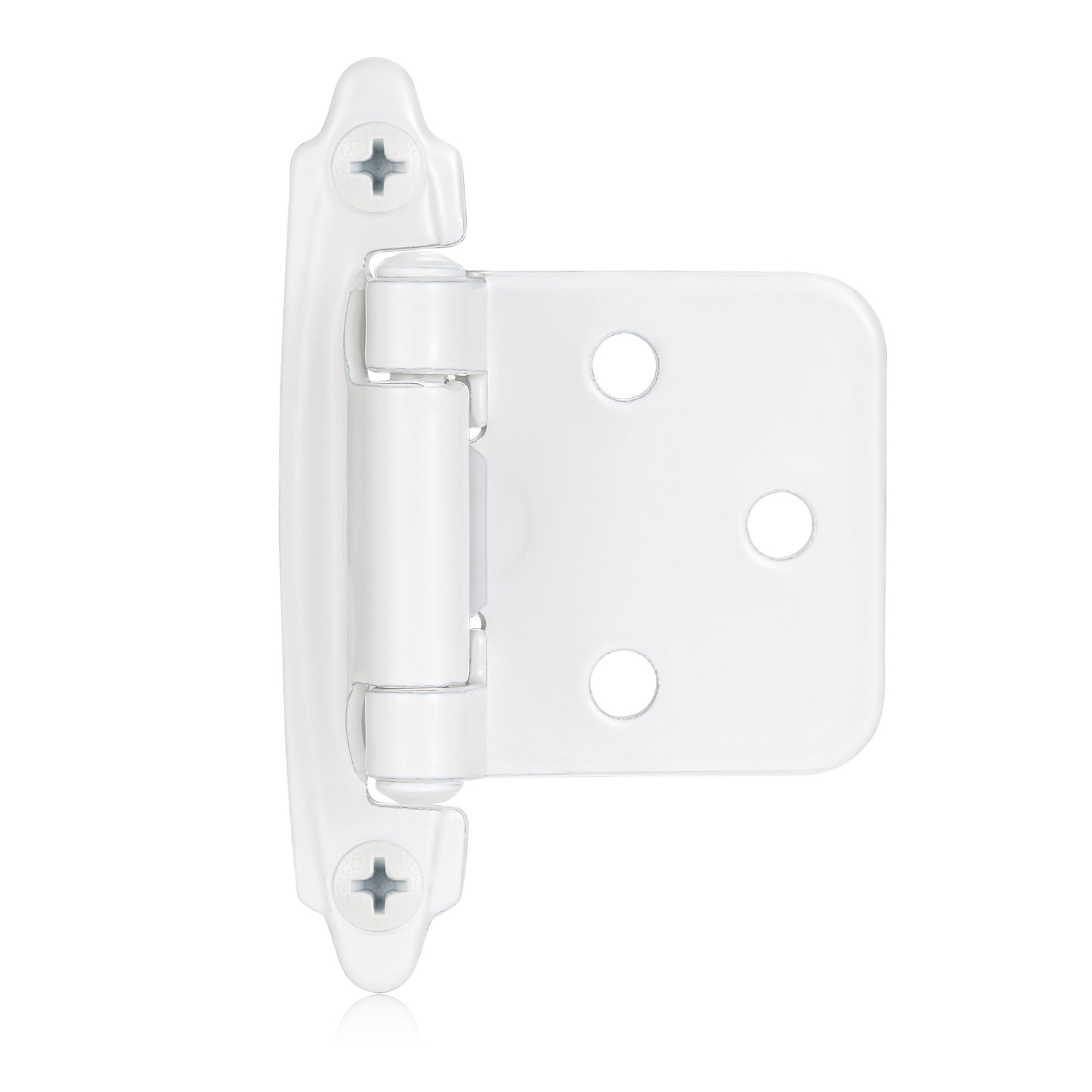 4 Pack 2 Pairs White Self-Closing Cabinet Hinges 1/2" Overlay Hardware