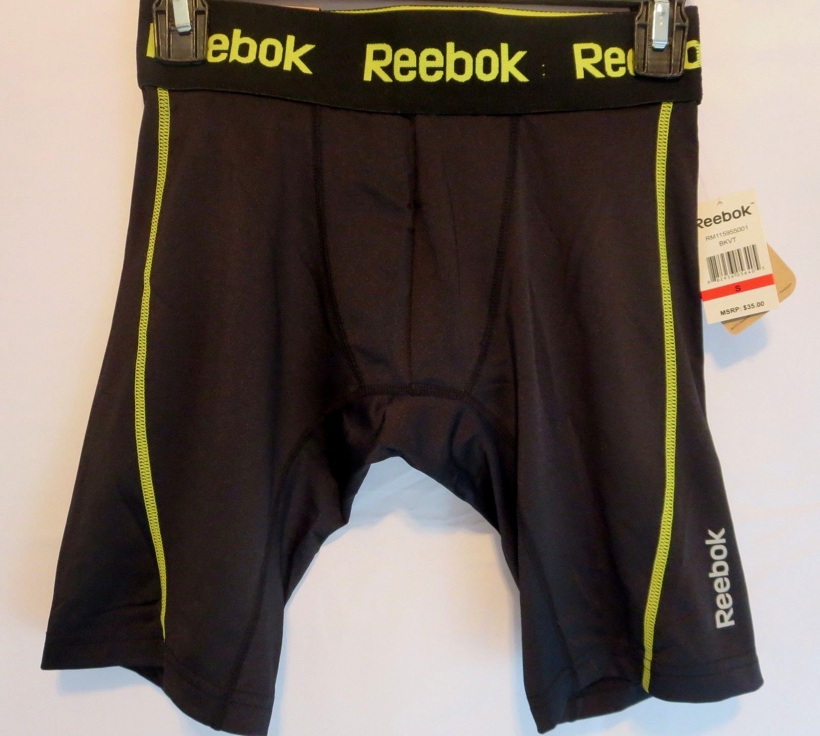 Men's REEBOK Small Black Neon Compression Maximum Support Shorts Base Layer