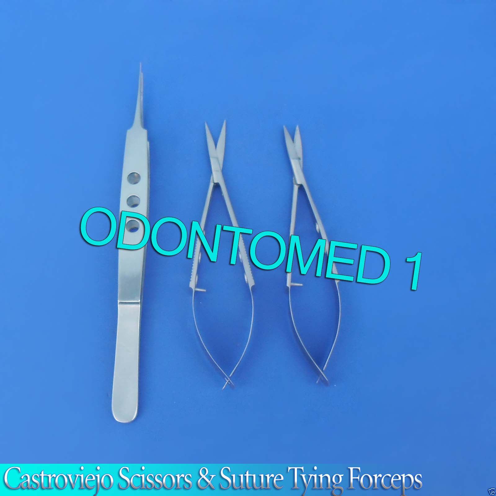 SET OF 3 O.R GRADE MICRO SURGERY CASTROVIEJO SCISSORS & SUTURE TYING FORCEPS 6"