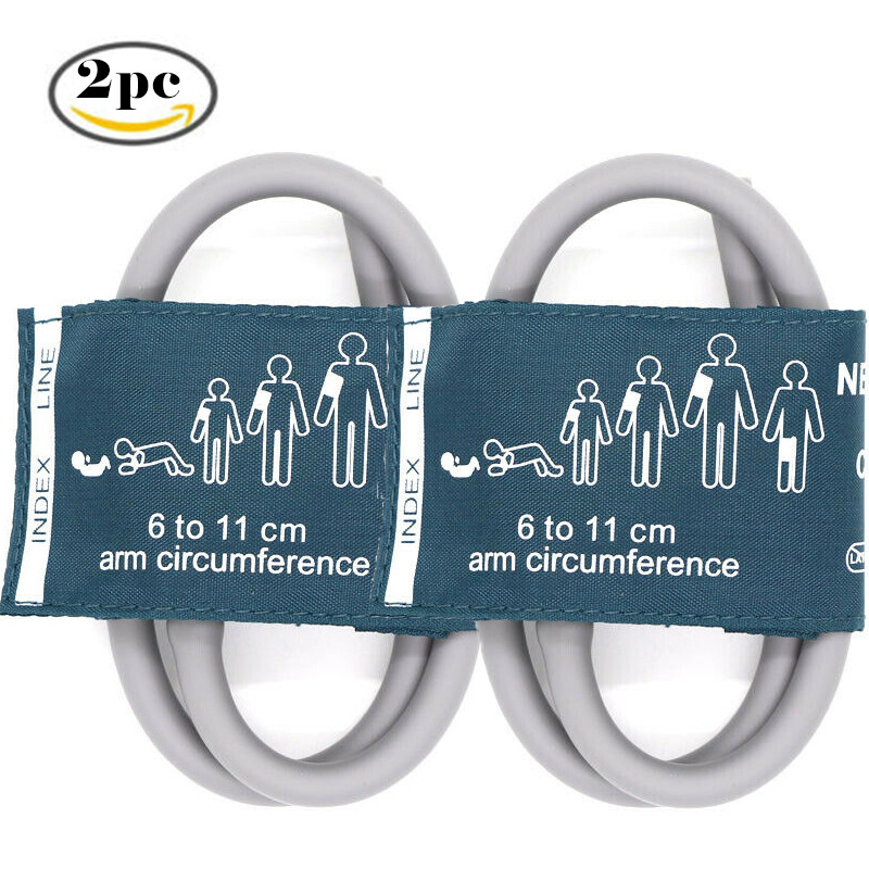 2Pc Neonatal Newborn Cuff Blood Pressure NIBP Cuff for Patient Monitor 6 x 11 cm