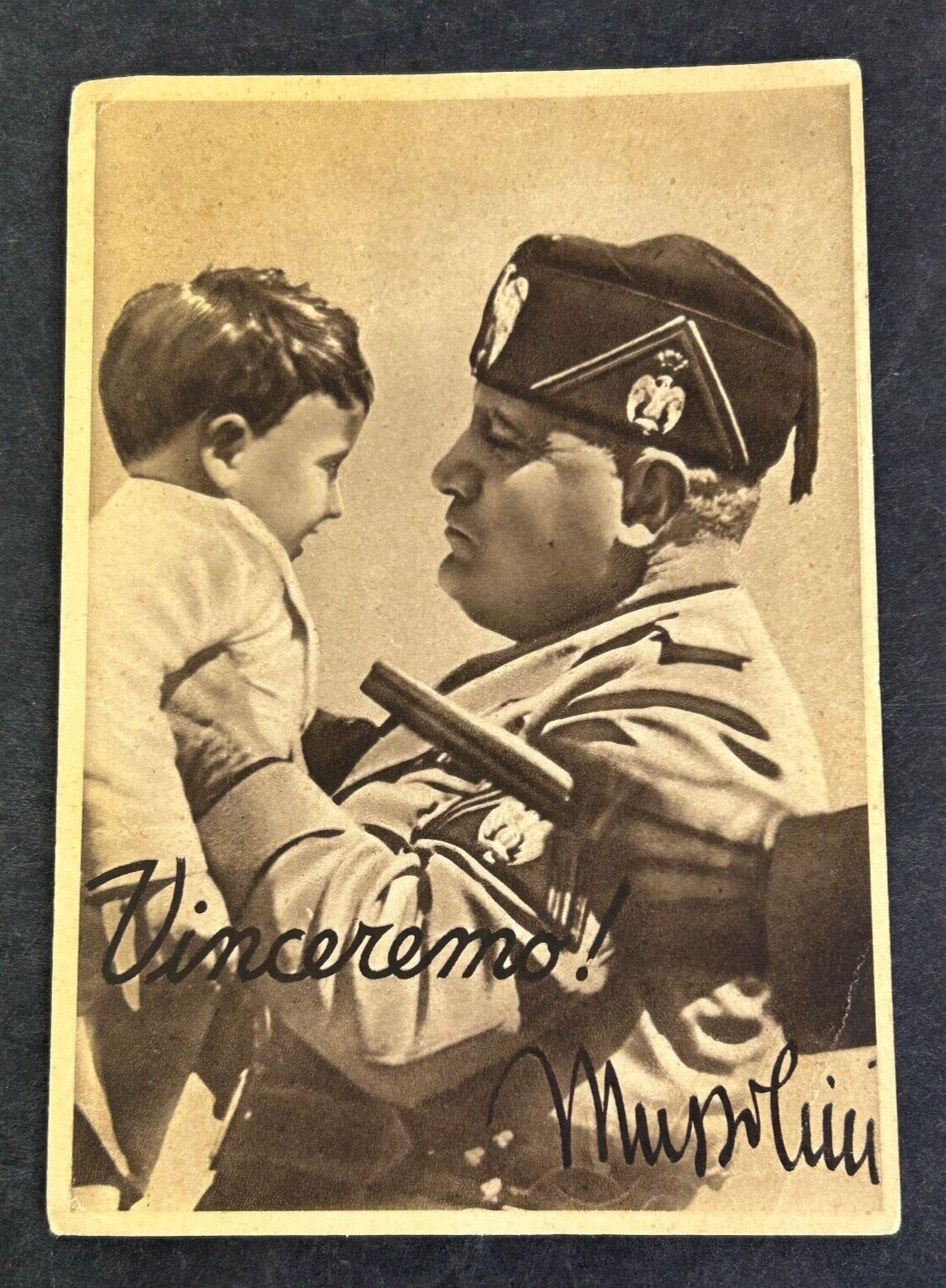 Original WWII Italian Benito Mussolini Large Post Card