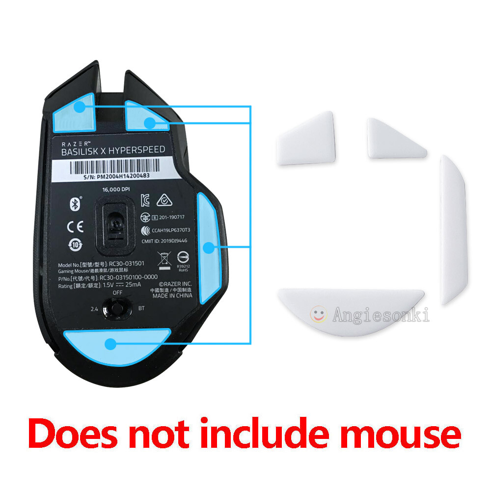 2 Sets White Rounded Curved Mouse Feet Skates for Basilisk X Hyperspeed mouse
