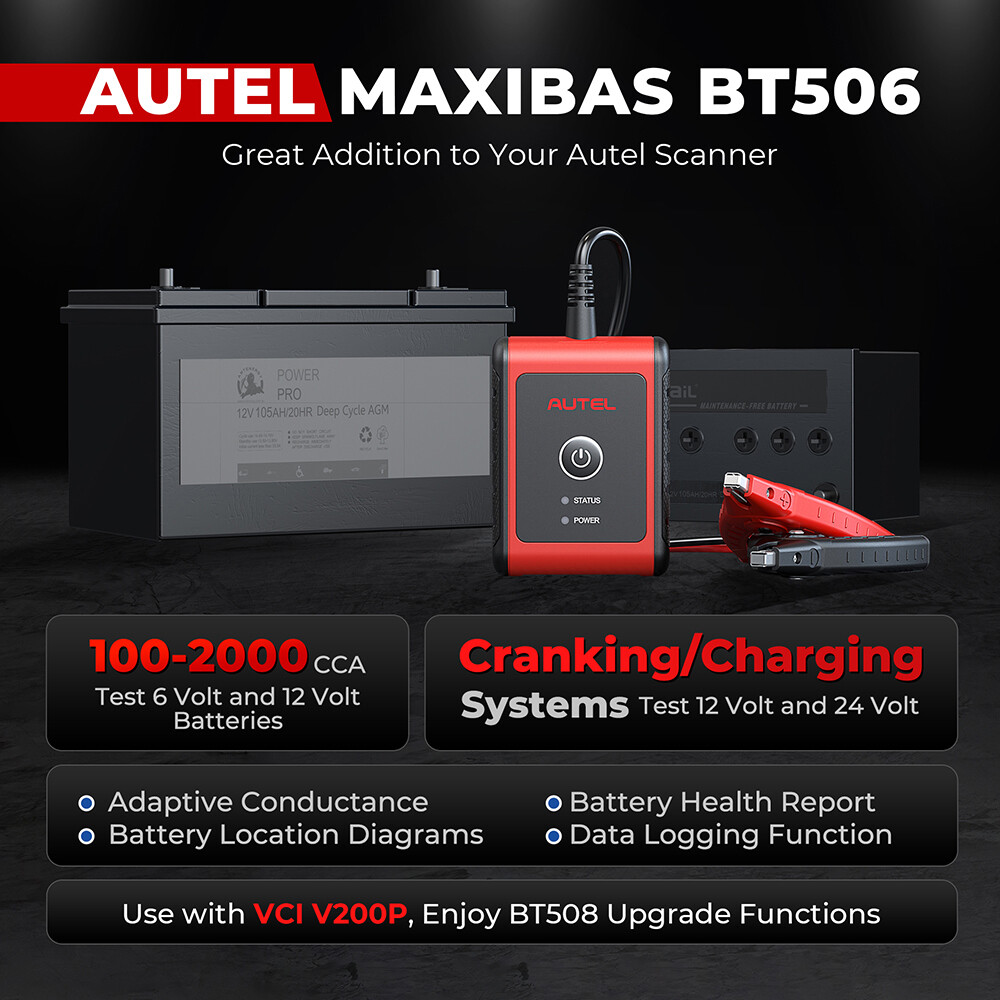 AUTEL MaxiBAS BT506 Auto Battery Electrical System Analysis Tool 100 - 2000 CCA