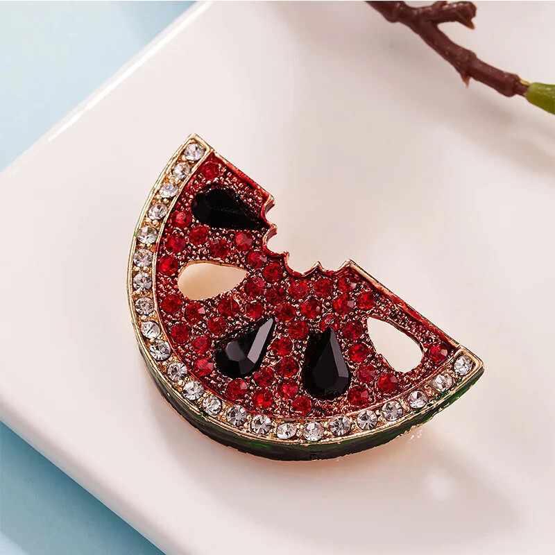 Red Watermelon Brooch Ocean Fruit Pin Summer Beach Unisex Fashion Jewelry Gift