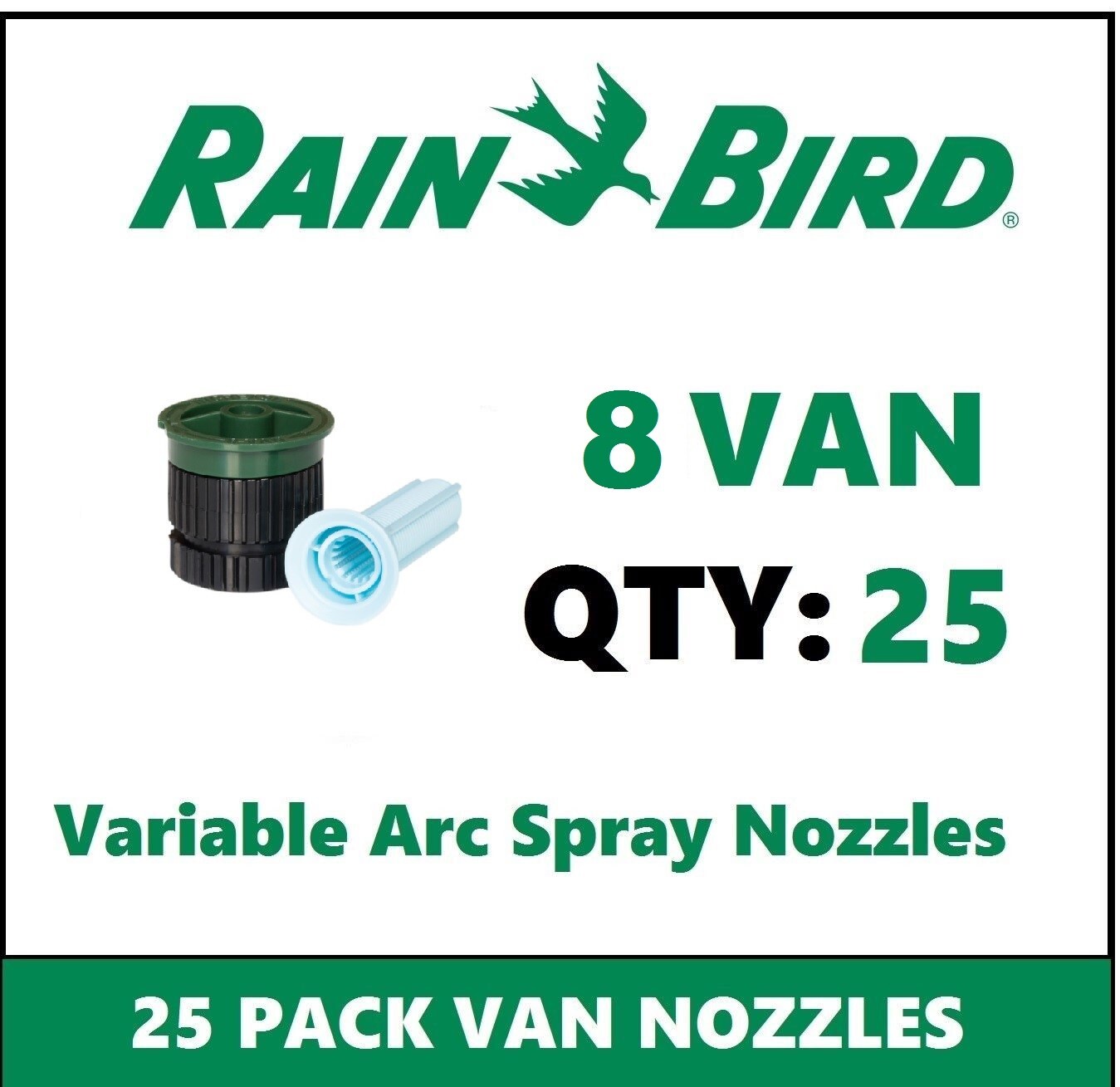 25 Rain Bird 8 VAN 8' 0-360° Adjustable Variable Arc Spray Sprinkler Nozzles