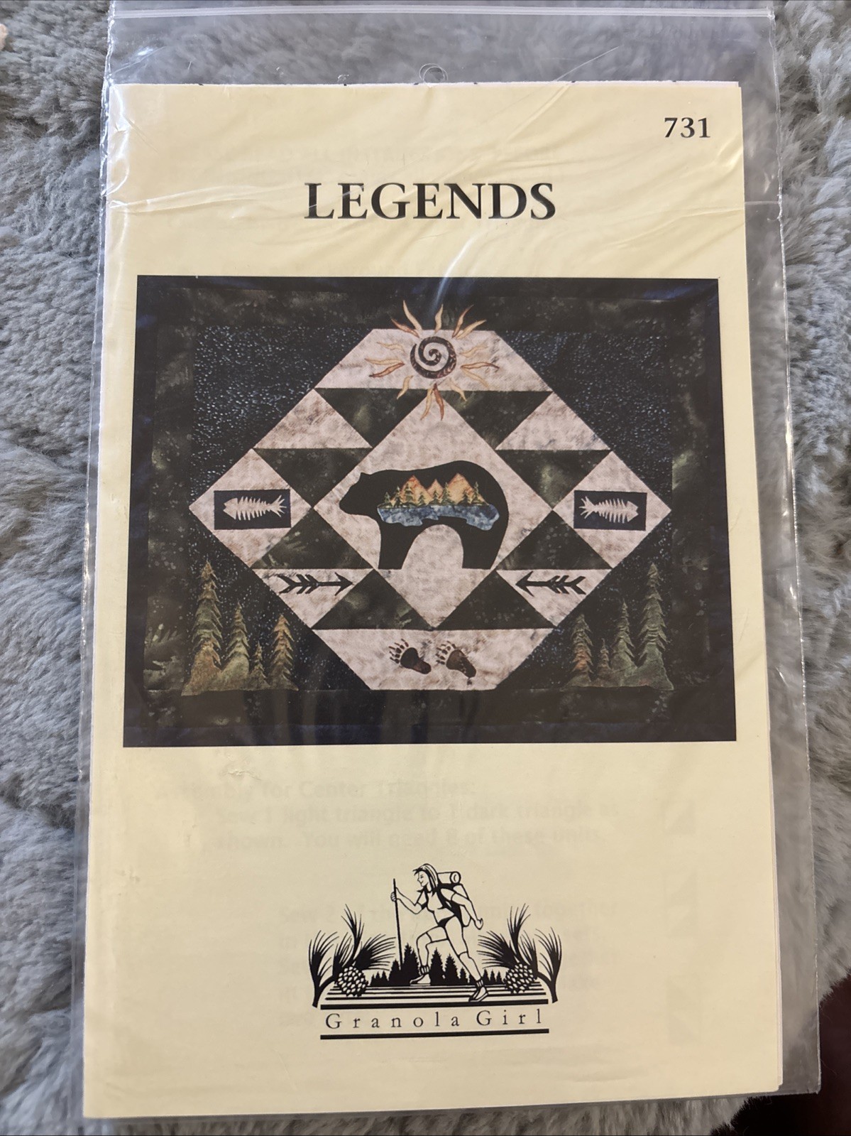 Vintage LEGENDS Quilt Granola Girl Patterns # 731 2000 31”x39”