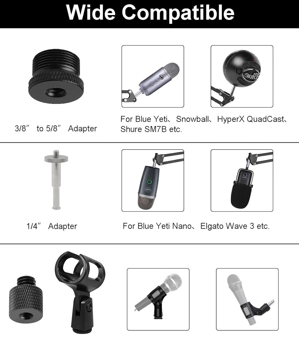 Microphone Floor Stand for Blue Yeti, Nano, Snowball, HyperX,Razer,Logitech U...