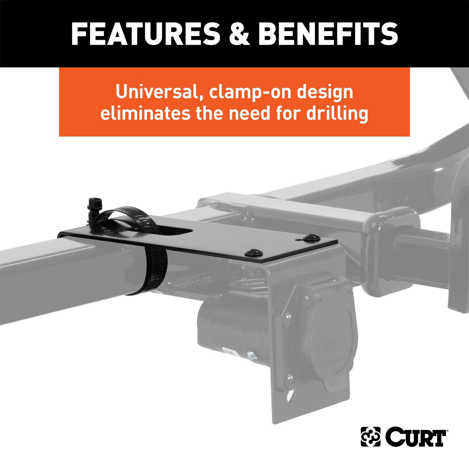 CURT 57202 Connector Bracket Mount for 7-Way Bracket (Packaged)