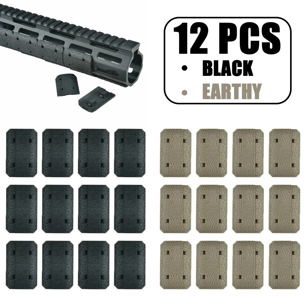 12/24-Pack of M-Lok Rail Cover SNAP-IN Slot Covers for MLOK System Black/Tan