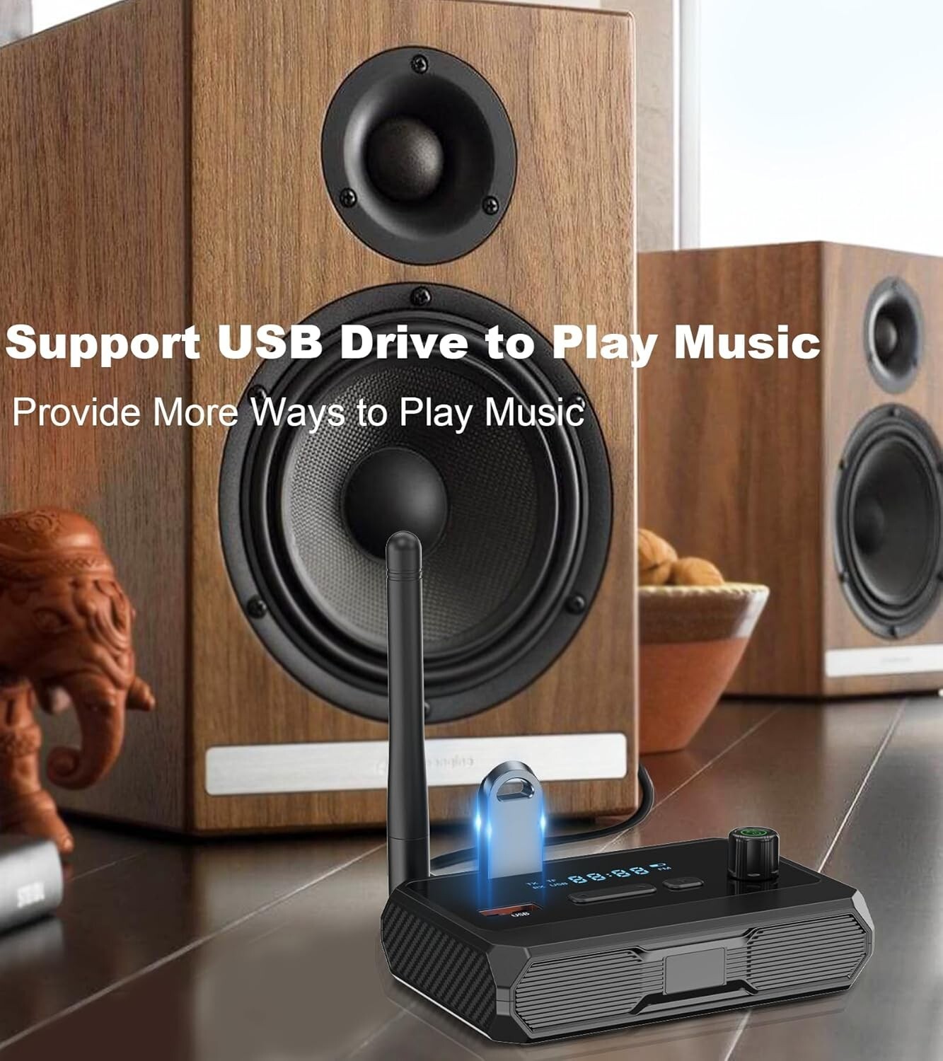 Bluetooth 5.3 Audio Receiver for Home Stereo, Wireless Adapter with Optical/USB