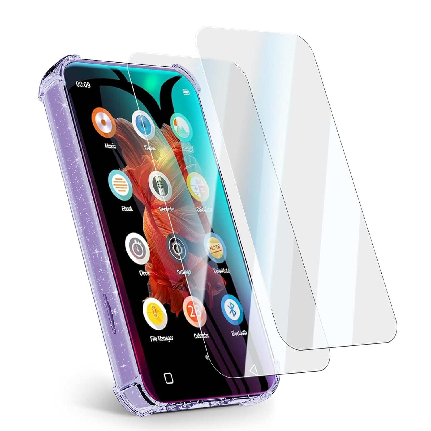 Innioasis G1 G3 MP3 Player Tempered Glass Screen Protector Case 2 in 1 Glitter