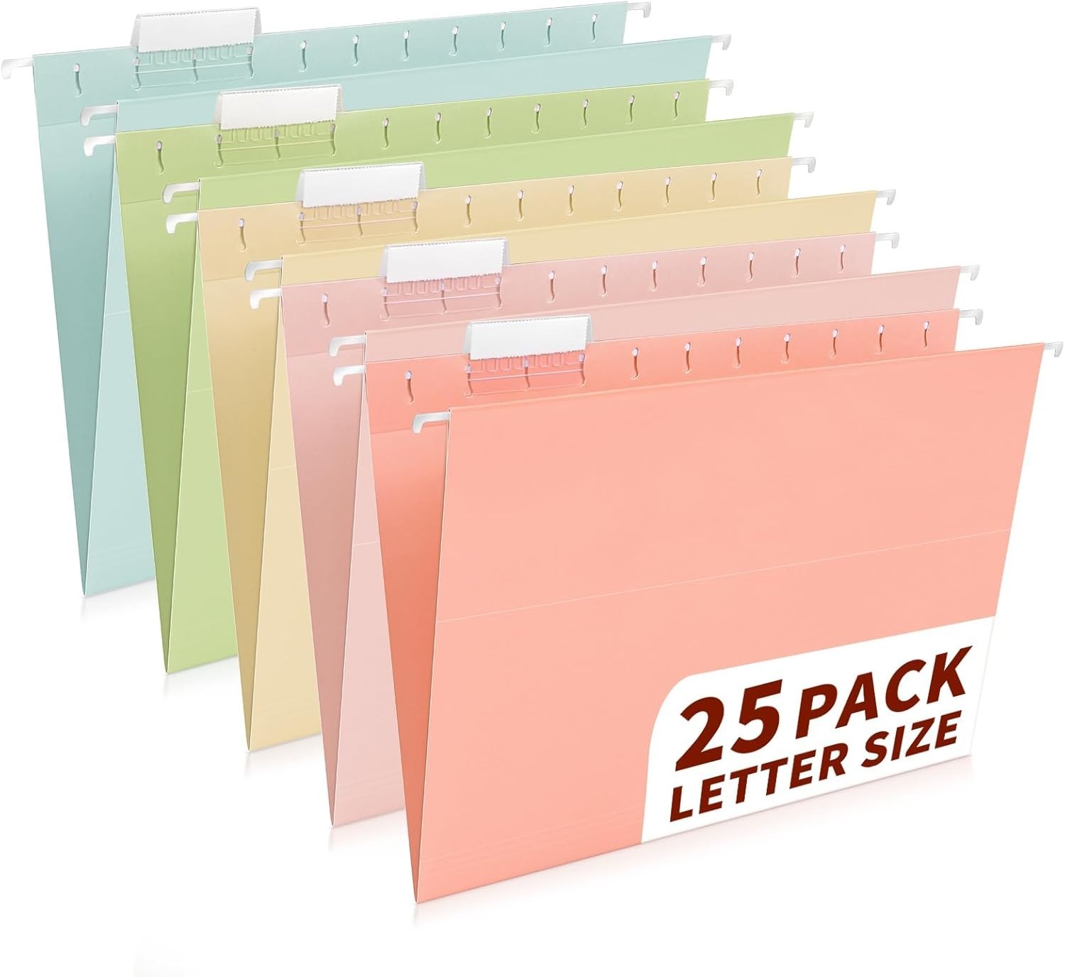 25-Pack Pastel Hanging File Folders with Labels for Effortless Organization