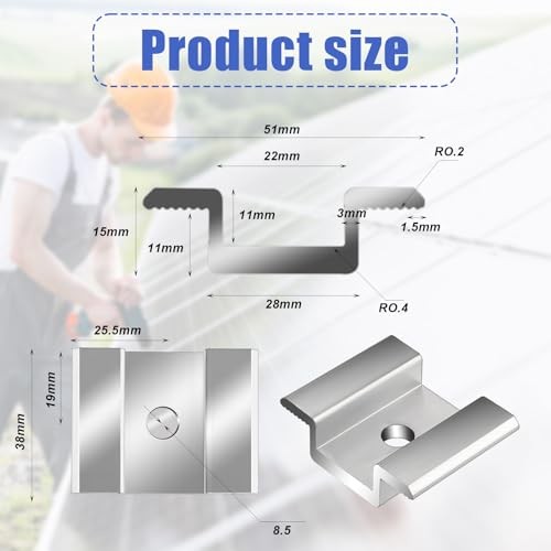 42 Pack Solar Panel Mid Clamps, Solar Panel Clamps Bulk, Solar Panel Bracket