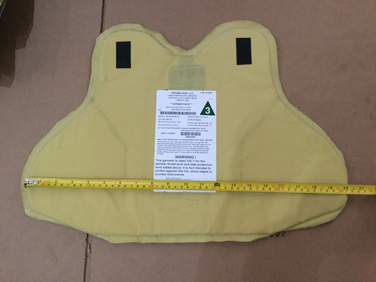 bullet proof body armor ballistic + stab armor in fair to good cond.  86321